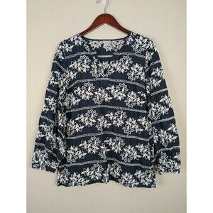 Chico's Embroidered Eyelet Floral Top Size 2 (L)
